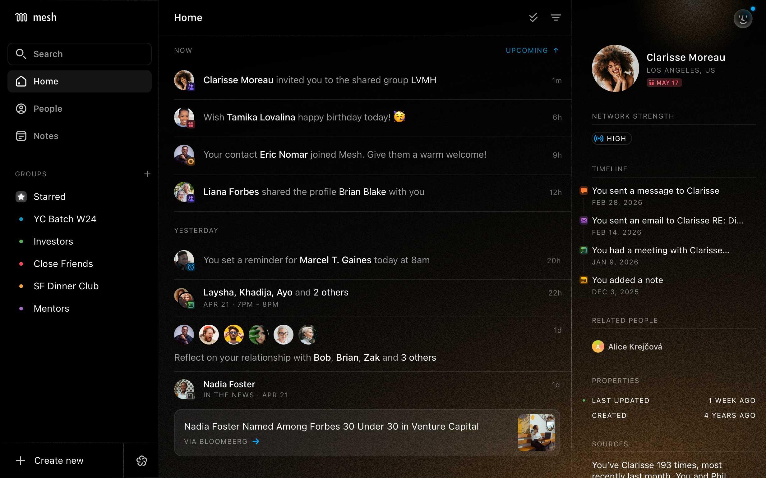 Mesh app interface